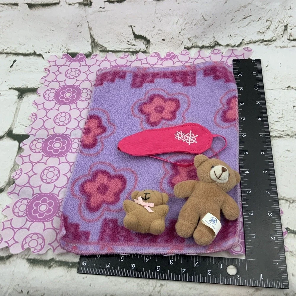 Doll Blankets Mini Teddy Bears Sleep Mask Pink‎ Purple Lot